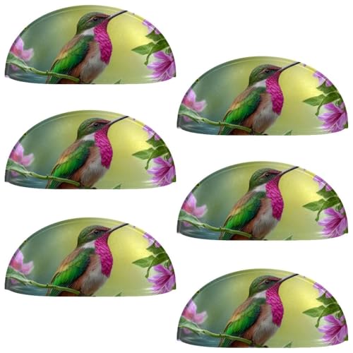 RODAILYCAY Schubladengriffe mit Vogelblumen, Küchengriffe, halbrunde Schubladengriffe und Knäufe, Doppellochgriff für Schubladen, Schrank, Kleiderschrank, Schrank-Hardware, 6 Stück von RODAILYCAY