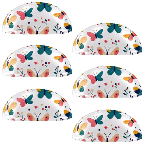 RODAILYCAY Schubladengriffe mit buntem Schmetterling mit Blumenmuster, Muschelform, Schubladengriffe für Küche, Schrank, Kleiderschrank, Möbelbeschläge, 6 Stück RODAILYCAY Schubladengriffe mit buntem Schmetterling mit Blumenmuster, Muschelform, Schubladengriffe für Küche, Schrank, Kleiderschrank, Möbelbeschläge, 6 Stück von RODAILYCAY