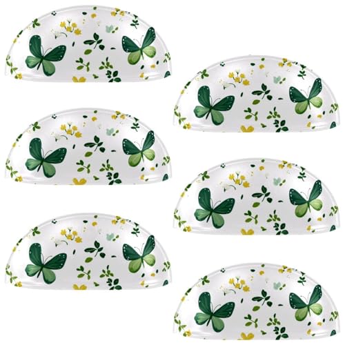 RODAILYCAY Schubladengriffe mit grünen Schmetterlingen, halbrunde Schubladengriffe und Knäufe, Doppellochgriff für Schublade, Schrank, Kleiderschrank, 6 Packungen RODAILYCAY Schubladengriffe mit grünen Schmetterlingen, halbrunde Schubladengriffe und Knäufe, Doppellochgriff für Schublade, Schrank, Kleiderschrank, 6 Packungen von RODAILYCAY