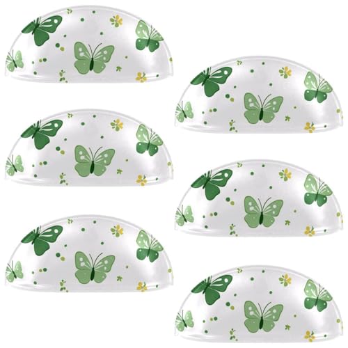 RODAILYCAY Schubladenknöpfe, grünes Schmetterlings-Blumenmuster, Schrankknäufe, Kommodenknöpfe, Schubladengriffe für Küchen- und Badezimmerschränke, 6 Stück RODAILYCAY Schubladenknöpfe, grünes Schmetterlings-Blumenmuster, Schrankknäufe, Kommodenknöpfe, Schubladengriffe für Küchen- und Badezimmerschränke, 6 Stück von RODAILYCAY