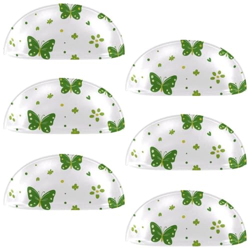 RODAILYCAY Schubladenknöpfe mit grünem Schmetterlings-Blumenmuster, Schrankknöpfe, Kommodengriffe, Schubladengriffe für Küchen- und Badezimmerschränke, 6 Stück von RODAILYCAY