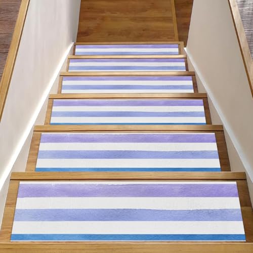 RODAILYCAY Treppenmatten für Holzstufen, rutschfest, 20,3 x 76,2 cm, Blau, Rosa, Lila, gestreift, 15 Packungen, Sicherheits-Treppenmatten für Kinder, ältere Menschen und Haustiere RODAILYCAY Treppenmatten für Holzstufen, rutschfest, 20,3 x 76,2 cm, Blau, Rosa, Lila, gestreift, 15 Packungen, Sicherheits-Treppenmatten für Kinder, ältere Menschen und Haustiere von RODAILYCAY