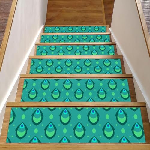 RODAILYCAY Treppenmatten für Holzstufen im Innenbereich, 15 Packungen, 20,3 x 76,2 cm, rutschfeste Treppenläufer, Oberfläche aus Polyester, TPE-Unterseite, Seeblau RODAILYCAY Treppenmatten für Holzstufen im Innenbereich, 15 Packungen, 20,3 x 76,2 cm, rutschfeste Treppenläufer, Oberfläche aus Polyester, TPE-Unterseite, Seeblau von RODAILYCAY