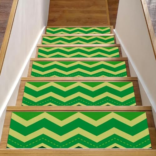 RODAILYCAY Treppenstufen-Teppich, 15 Stück, 20,3 x 76,2 cm, Treppenläufer für Holzstufen im Innenbereich, St. Patricks Day, gerippt, rutschfest, Treppenstufenmatte, für Kinder, ältere Haustiere, 15 von RODAILYCAY