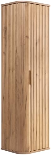 RODAN - Badezimmerschrank Hängend schmal H: 139 x B: 35,5 x L: 31,5 [cm] - Badschrank schmal Hängend Eiche Handwerk Gold - Hochschrank mit Soft-Close - Badezimmerschrank mit 3 Ablagen von RODAN FABRYKA MEBLI
