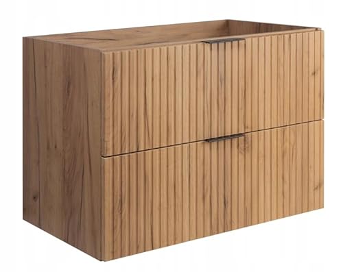 RODAN - Unterschränke fürs Bad 80 cm Eiche Craft Gold - Waschbeckenunterschrank - Unterschrank Waschbecken mit Zwei leise schließenden Schubladen - Waschtisch Unterschrank von RODAN FABRYKA MEBLI