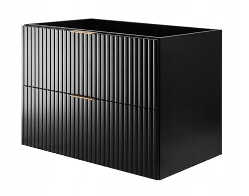 RODAN - Unterschränke fürs Bad 80 cm Schwarz - Waschbeckenunterschrank - Unterschrank Waschbecken mit Zwei leise schließenden Schubladen - Waschtisch Unterschrank von RODAN FABRYKA MEBLI