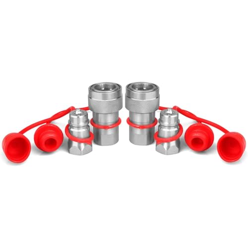 RODISHOMM 1/2" Ag Hydraulikkupplungen mit Staubkappen, Pioneer-Stil ISO 5675 Poppet Hydraulikkupplungen für Traktoren von RODISHOMM