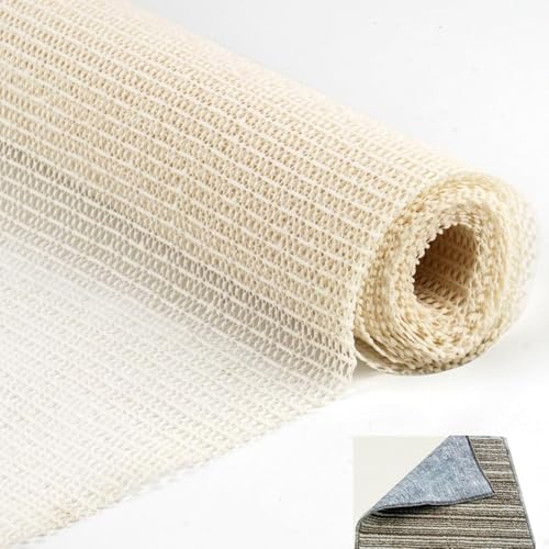 RODISHOMM 70x200cm rutschfeste Teppichunterlage, Zuschneidbare Teppich Antirutschmatte, Teppichstopper für sicheren Halt, PVC Teppichgreifer für Teppiche, Tischtücher und mehr (Weiß) von RODISHOMM