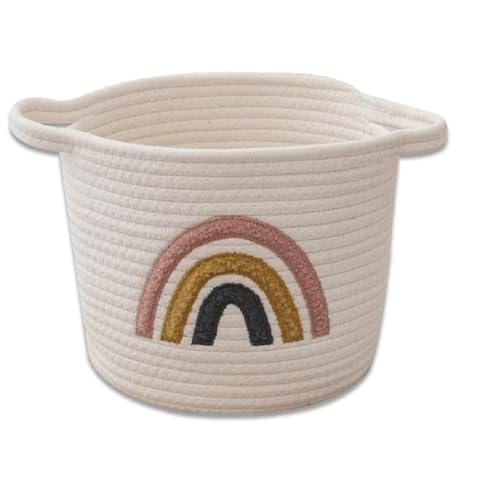 RODISHOMM Gewebter Aufbewahrungskorb aus Baumwollseil – Regenbogen Design – Kleiner Spielzeugkorb für Kinderzimmer, Handtücher, Kleidung & Deko RODISHOMM Gewebter Aufbewahrungskorb aus Baumwollseil – Regenbogen Design – Kleiner Spielzeugkorb für Kinderzimmer, Handtücher, Kleidung & Deko von RODISHOMM