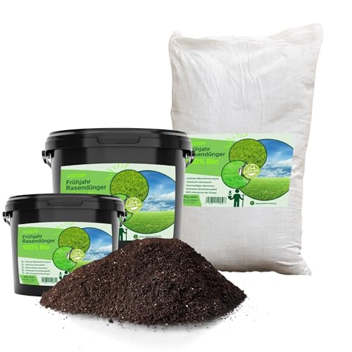 100% Pflanzlicher Bio Rasendünger Frühjahr 20kg - Kaliumreich, Staubarmes Granulat - gesunder Rasen verdrängt Moos, Ideal für Frühjahr und Sommer - Ideal für Streuwagen 100% Pflanzlicher Bio Rasendünger Frühjahr 20kg - Kaliumreich, Staubarmes Granulat - gesunder Rasen verdrängt Moos, Ideal für Frühjahr und Sommer - Ideal für Streuwagen von RODOPI