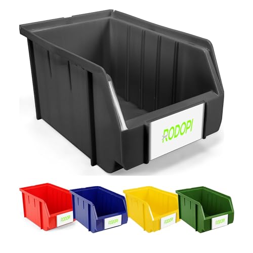 RODOPI 26er Set Stapelboxen, Größe M | Sichtlagerkästen 230x150x130mm | Robuste Lagerboxen für Werkstatt, Garage, Keller | Aufbewahrung für Kleinteile & Werkzeug | Sortierkästen Grün von RODOPI