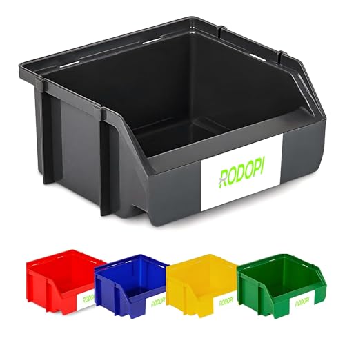 RODOPI 96er Set Stapelboxen, Größe XS | Sichtlagerkästen 90x102x50mm mit Beschriftungsfeld | Robuste Lagerboxen für Kleinteile in Gelb | Sortierkisten für Werkstatt, Garage & Hobby von RODOPI