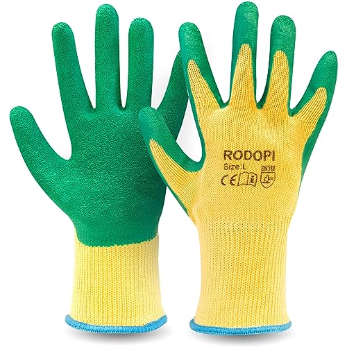 RODOPI GreenFox Gartenhandschuhe für Damen und Herren dornenfeste Arbeitshandschuhe für die Gartenarbeit EN 388:2016 Rosenhandschuhe Latex Garden Gloves (1 Paar, 10) von RODOPI