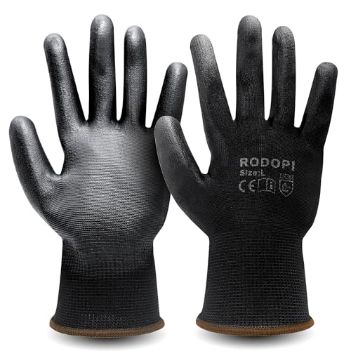 RODOPI PADDOCK-Grip Arbeitshandschuhe für Herren und Damen Nitril beschichtet Montagehandschuhe Nitrilhandschuhe Mechaniker Handschuhe Ölresistent (1 Paar, 10) von RODOPI