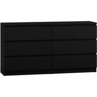 Kommode mit 6 schubladen 140cm matt schwarz Sideboard Bella von ROE FURNITURE