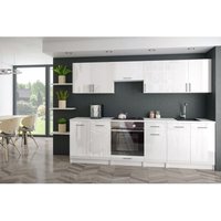 Moderne Küchenzeile LECO 240 cm in weiß Hochglanz – funktionales Design für jede Küche von ROE FURNITURE