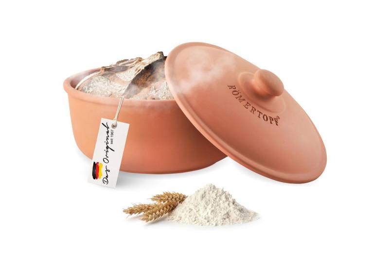 RÖMERTOPF Bräter Brot-Backtopf rund, terracotta 2 Liter - MEDI, Keramik (Set), antihaft von RÖMERTOPF
