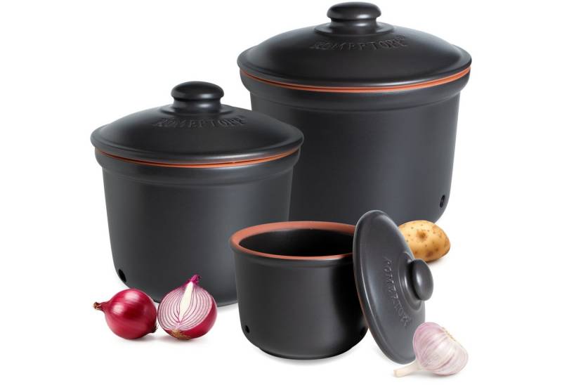 RÖMERTOPF Vorratsdose Frische-Topf 3er Set, Schwarz, Keramik, (Set), aus Naturton von RÖMERTOPF
