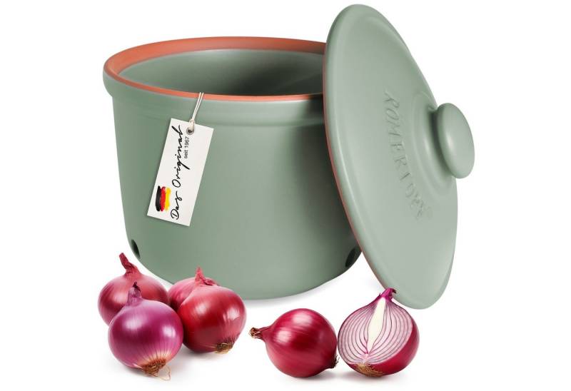RÖMERTOPF Vorratsdose Frische-Topf MAXI - Zwiebeln Aufbewahrung 2,8 Liter Grün, Keramik, (Set), aus Naturton von RÖMERTOPF