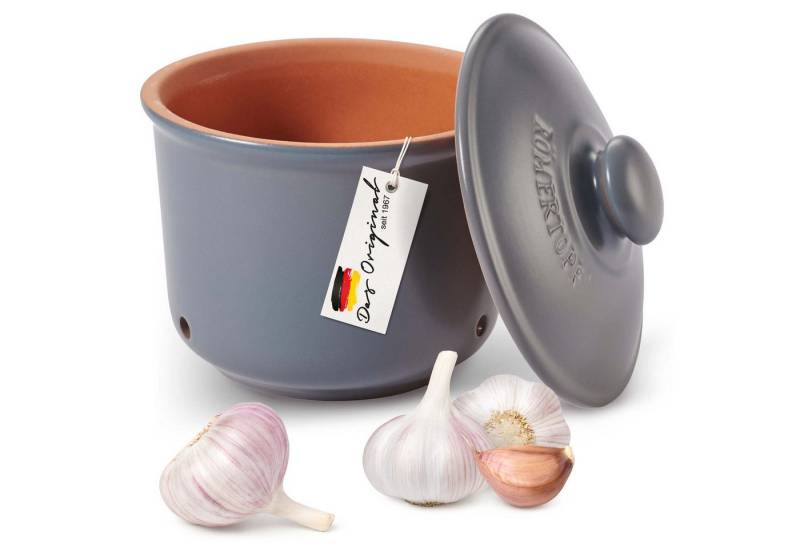 RÖMERTOPF Vorratsdose Frische-Topf MINI - Knoblauch Aufbewahrung 0,6 Liter Blau-Grau, Keramik, (Set), aus Naturton von RÖMERTOPF