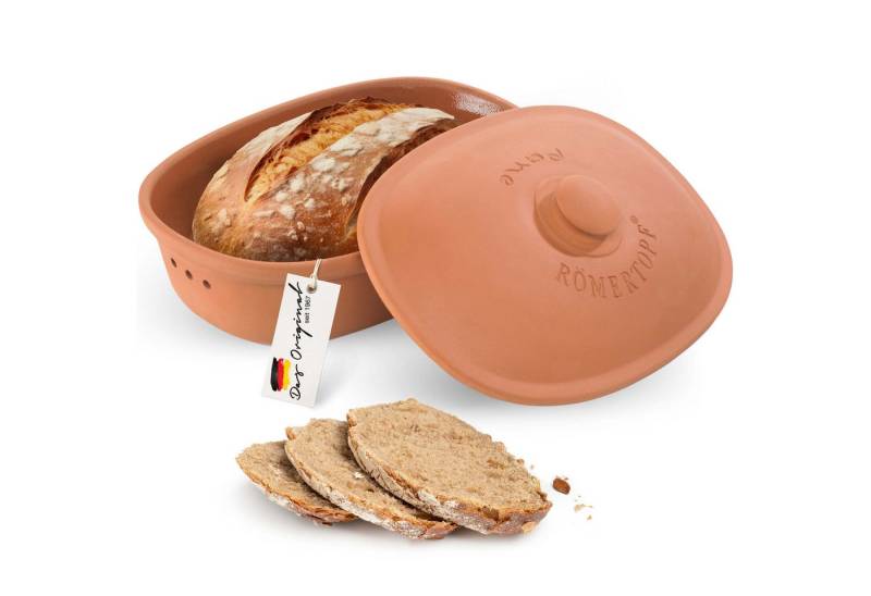 RÖMERTOPF Vorratsdose Brottopf oval MEDI 2,3 Liter - Keramik Brotkasten, Keramik, (Set), aus Naturton von RÖMERTOPF