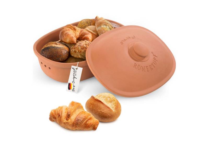 RÖMERTOPF Vorratsdose Brottopf oval MAXI 6,5 Liter - Keramik Brotkasten, (Set), aus Naturton von RÖMERTOPF