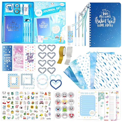ROEOWENE 132PCS Scrapbook Zubehör DIY Scrapbook Set Mädchen Bullet Journal Sticker Scrapbooking Zubehör Sticker Aesthetic A5 Notizbuch Bastelset Kinder Tagebuch Geschenke ab 6-12 Jahre-Blaue Sterne von ROEOWENE