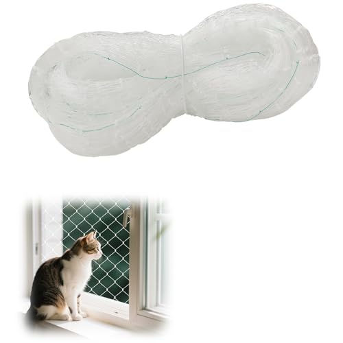 ROEOWENE Katzennetz Transparent 4x3m Katzennetz für Balkon Ohne Bohren Katzengitter Fenster Katzenschutznetz Balkonnetz Balkonschutznetz zur Sicherung Vogelschutznetz für Treppen,Terrassen,Garten von ROEOWENE