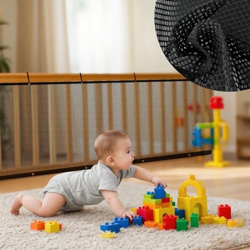 ROEOWENE Kinder Sicherheitsnetz Treppe,3mx0.9m Treppenschutznetz für Kinder Baby Balkonnetz Treppengeländer Sicherheitsnetz Terrassenschutznetz Treppe Geländer Zaun Mesh für Haustiere Safety Net Kids von ROEOWENE