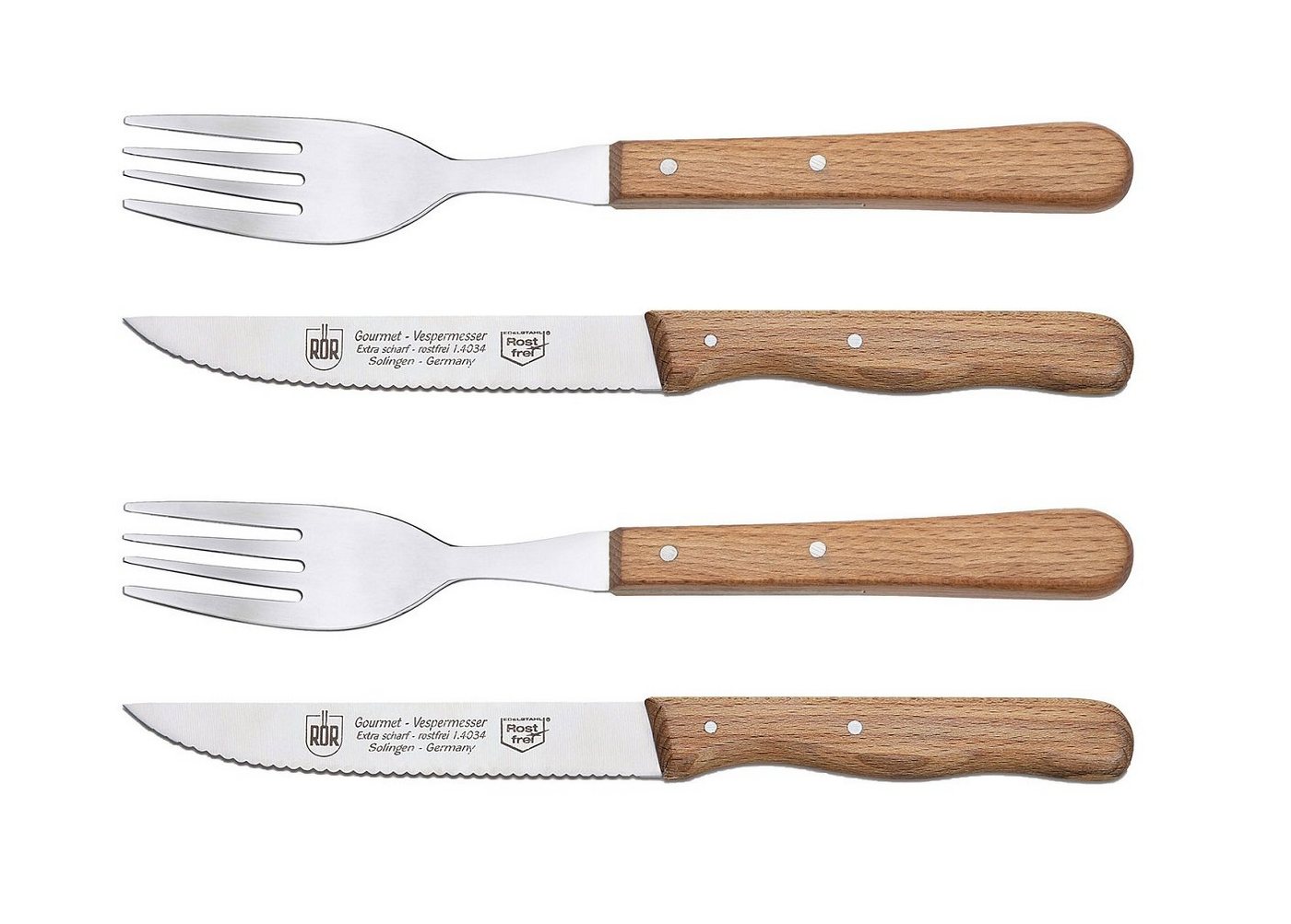 RÖR Messer-Set 10173-4, 2er Besteckset Gourmet Vespermesser/Gabel, das perfekte Besteckset für den Esstisch - Made in Solingen RÖR Messer-Set 10173-4, 2er Besteckset Gourmet Vespermesser/Gabel, das perfekte Besteckset für den Esstisch - Made in Solingen von RÖR
