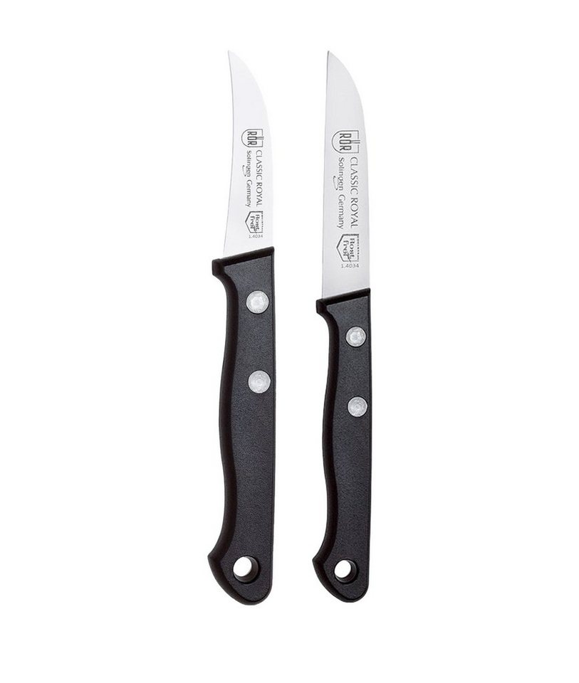 RÖR Messer-Set 10194-2, Classic Royal Schäl- + Küchenmesser - 2-tlg.-, schwarzer Kunststoffgriff mit Nieten - Made in Solingen von RÖR