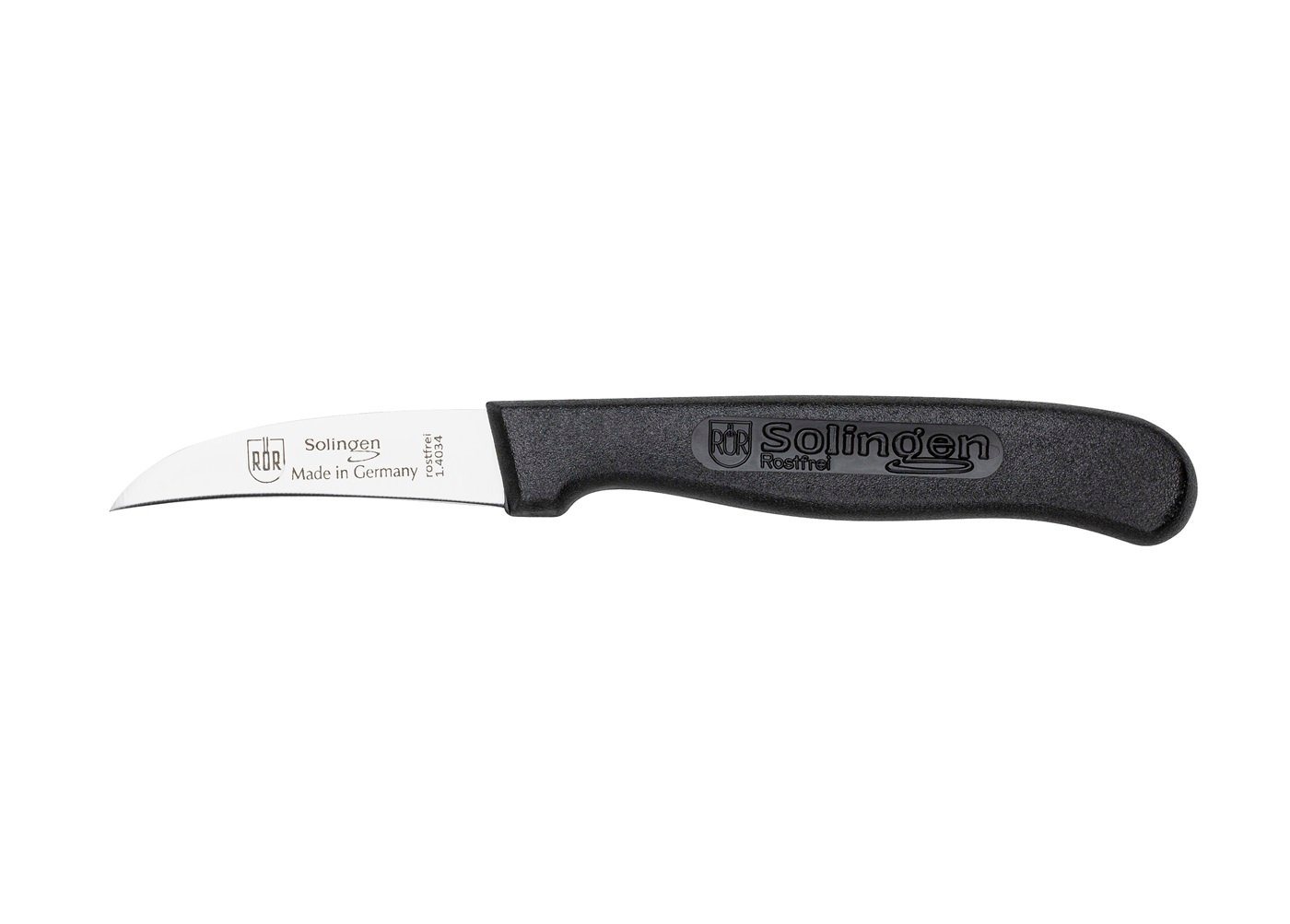 RÖR Schälmesser 10164, Kochmesser mit Kunststoffgriff in schwarz - 15 cm -, perfekt zum Schälen und Putzen von Obst und Gemüse - Made in Solingen von RÖR