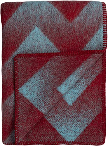 RØROS TWEED Lynild - Wolldecke aus norwegischer Lammwolle - Design von Andersson & Voll - Deckenmaße: 135 x 200 cm (1452 - Red/Blue, 135 x 200 cm) von RØROS TWEED