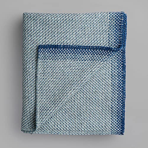 RØROS TWEED - UNA Mini - Wolldecke aus norwegischer Lammwolle - Design von Anderssen & Voll - Deckenmaße: 100 x 150 cm (3854-M - Blue) von RØROS TWEED