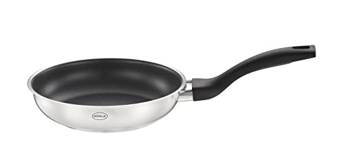 RÖSLE Basic Line Bratpfanne Ø 20 cm, Universalpfanne mit Antihaftversiegelung ProPlex, Edelstahl 18/10, induktions- und spülmaschinengeeignet, Silberfarben / Schwarz von RÖSLE