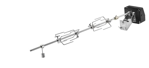 RÖSLE ALLFLAME Drehspieß, Rotisserie-Spieß für Grill, Edelstahl 6-Kant-Spieß bis 10 kg, Elektromotor mit Netzteil, 3 U/min, Silbern/schwarz von RÖSLE