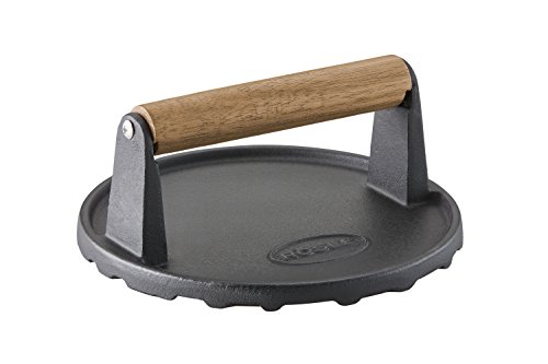 RÖSLE Barbecue-Gewicht, Hochwertiges Gewicht zum schnelleren Garen von Burgern oder Steaks, Gusseisen, Holzgriff, 17,5 cm von RÖSLE