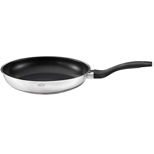 RÖSLE Basic Line Bratpfanne Ø 28 cm, Universalpfanne mit Antihaftversiegelung ProPlex, Edelstahl 18/10, induktions- und spülmaschinengeeignet, Silberfarben / Schwarz von RÖSLE