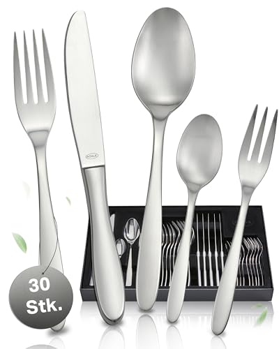 RÖSLE CULTURE Besteck-Set 30-teilig, Hochwertiges Essbesteckset für 6 Personen aus Edelstahl 18/10, Klingenstahl, matt poliert, spülmaschinengeeignet von RÖSLE