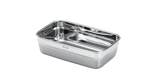 RÖSLE Dose FLEXX 2GO 0,6 L eckig, Lunchbox aus Edelstahl, Mikrowellen- und Backofengeeignet bis 150 °C, spülmaschinengeeignet, silberfarben, Silbern von RÖSLE