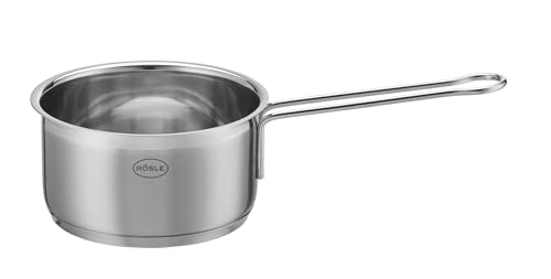 RÖSLE ELEGANCE Butter-/Saucenpfännchen, Hochwertige Stielkasserolle für kleine Mengen, Saucen oder geschmolzener Butter, Edelstahl 18/10, induktionsgeeignet, spülmaschinengeeignet, 27,5 x 13,2 x 8 cm von RÖSLE