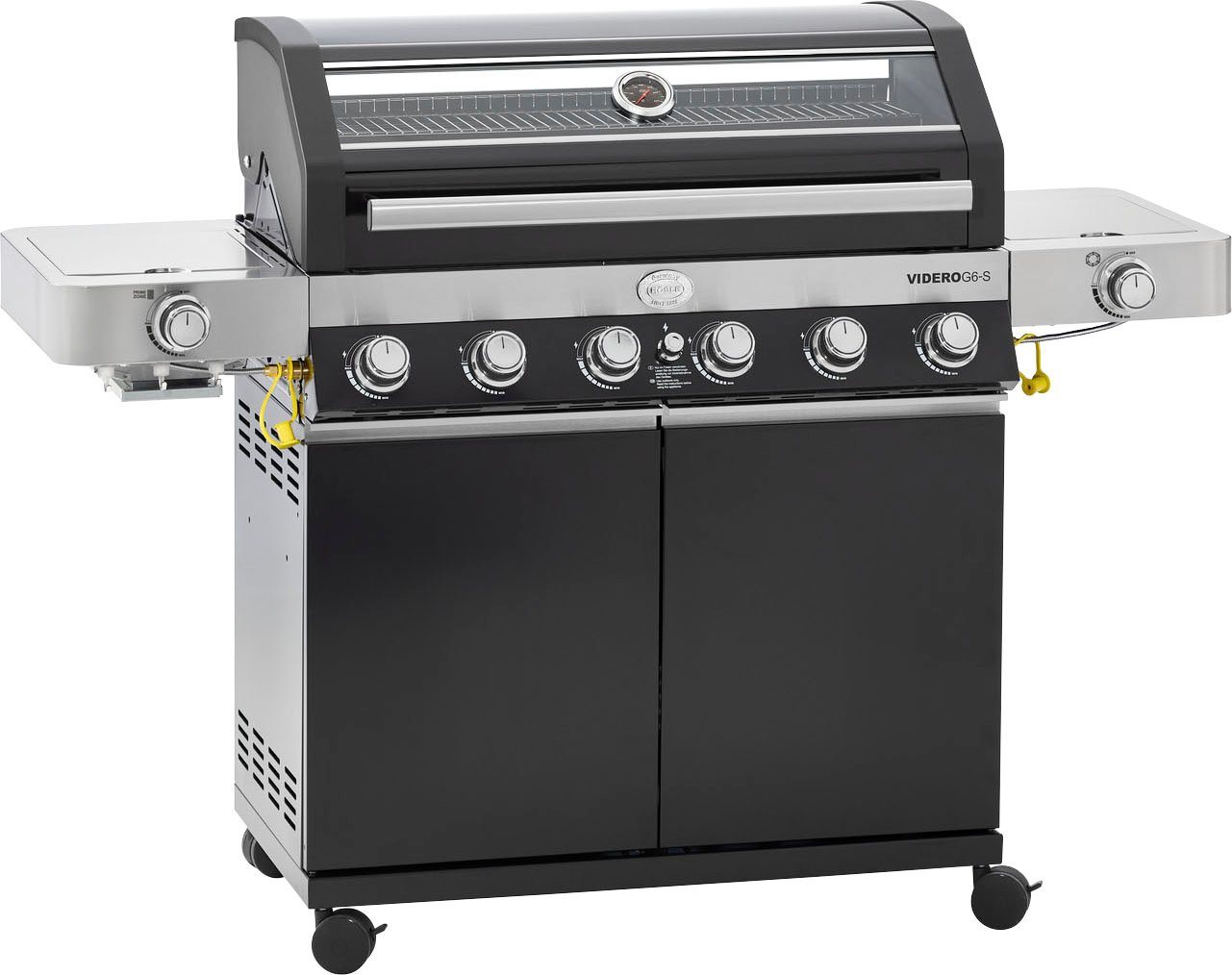 RÖSLE Gasgrill BBQ-Station VIDERO, 25527, G6-S Schwarz, 6 Brenner, extra Primezone/Seitenbrenner, VARIO+ von RÖSLE