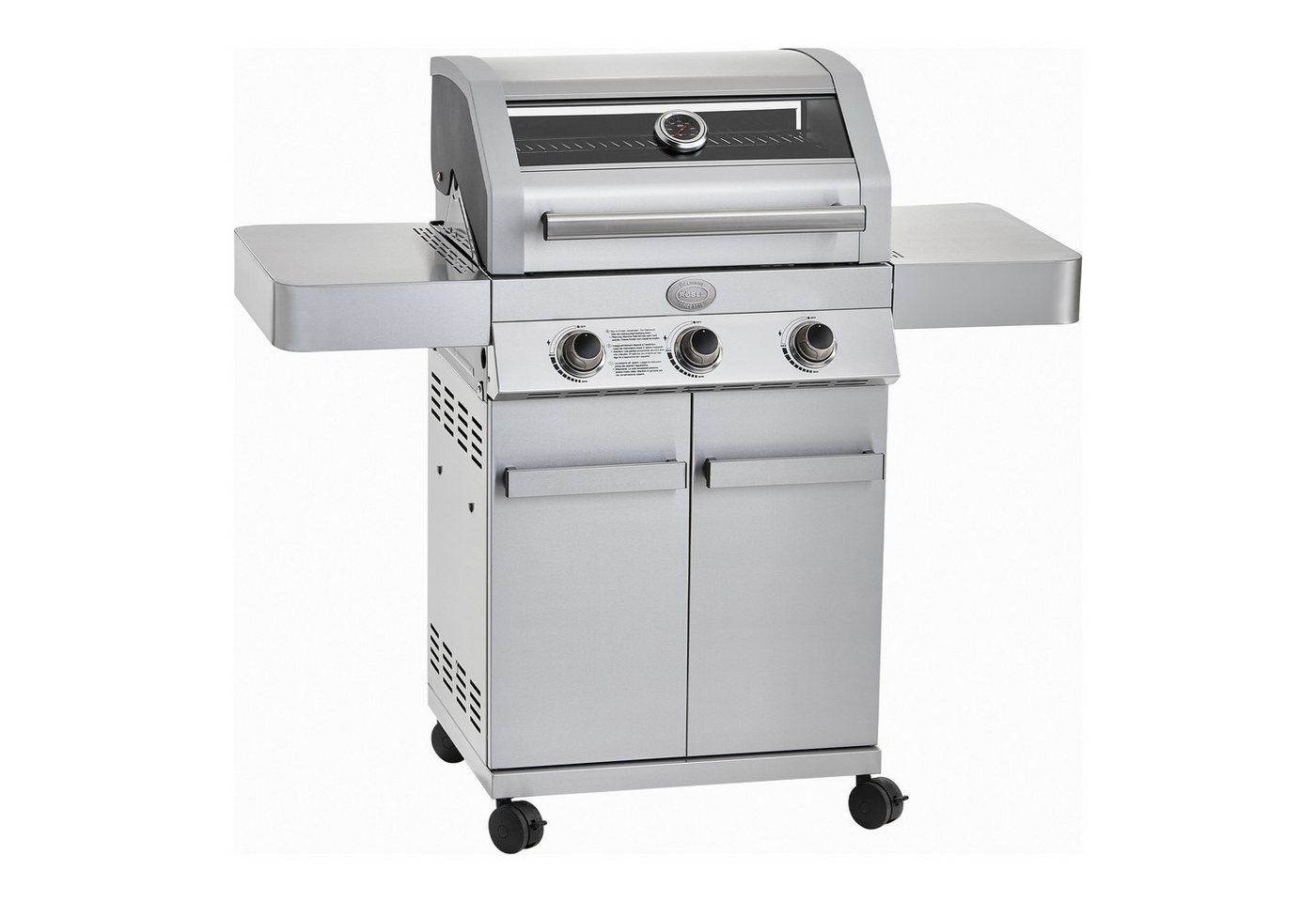 RÖSLE Gasgrill G3 Gasgrill Edelstahl Grillstation mit 3 Hauptbrenner, Deckel mit Glas, Garten, Balkon, Terrasse, Gusseisenrost, auch Holzkohlegrill, Edelstahl Standgrill Outdoor Balkongrill Gartengrill Campinggrill, Grill Gas, Grillstation, Grillwagen Grilltisch Barbecue Grill Gas, BBQ von RÖSLE