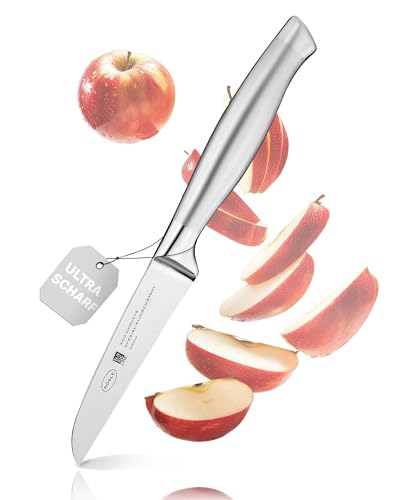 RÖSLE Gemüsemesser Basic Line - 9 cm, hochwertiges Küchenmesser für Obst und Gemüse, Edelstahl 18/10, ergonomischer silberner Griff, scharfes Messer für die Küche von RÖSLE