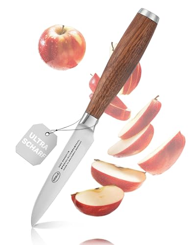 RÖSLE Gemüsemesser Masterclass, Hochwertiges Küchenmesser zum Zerkleinern von Obst und Gemüse, Made in Solingen, gerade Klinge aus Klingenspezialstahl, Nussbaumholz von RÖSLE