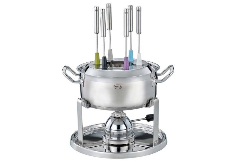 RÖSLE Kochtopf RÖSLE Fondue Set Edelstahl 6 tlg. silber mit Gasbrenner von RÖSLE