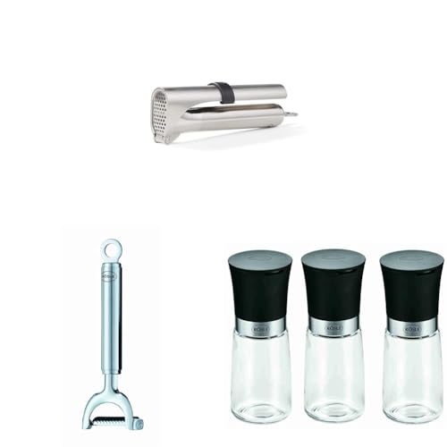 RÖSLE Küchenhelfer-Bundle - Knoblauchpresse, Julienneschäler, Gewürzmühlen-Set 3-tlg. von RÖSLE