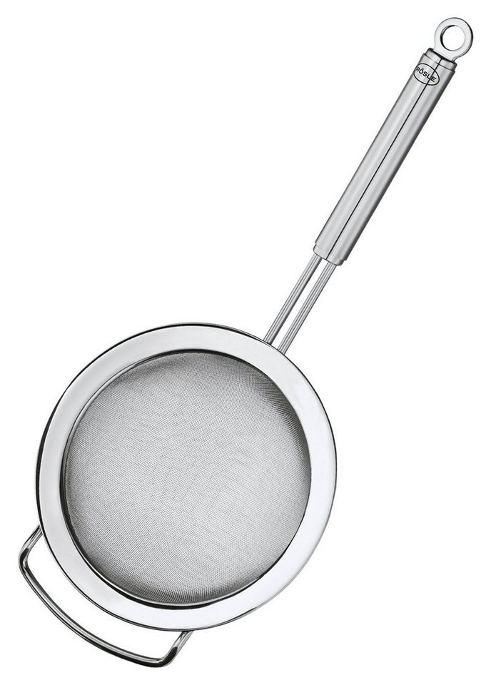 RÖSLE Küchensieb CLEAR, Länge 41,5 cm, feinmaschige Lochung, Edelstahl 18/10, zum Abtropfen oder Blanchieren von Speisen von RÖSLE