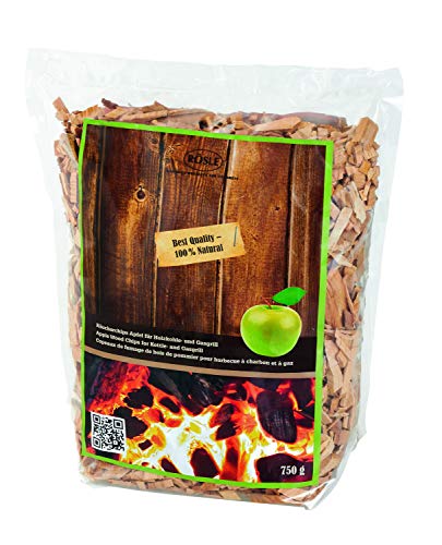 RÖSLE Räucherchips Apfel, 750 g, für Räucherbox auf Smoker, Holzkohle- und Gasgrills, rauchaktiv, naturbelassenes Holz, Braun von RÖSLE